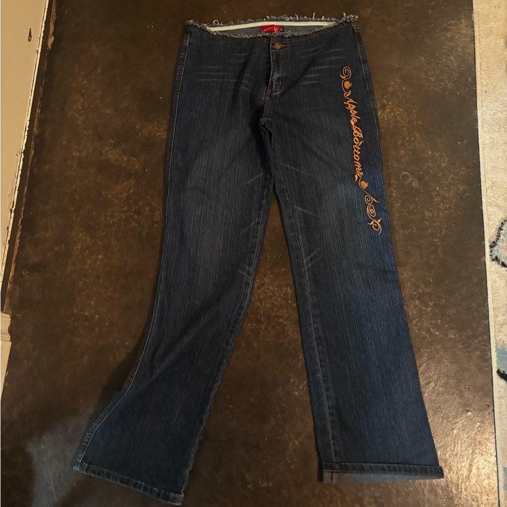 Women's Apple Bottom Jeans with Orange Embroidery